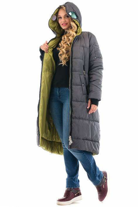 1839 - суперстильное длинное пальто-пуховик