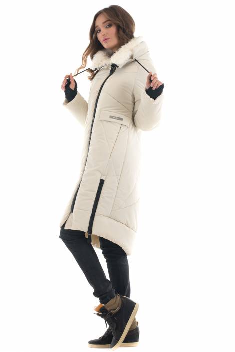 1880 - Пуховик-міді з асиметрією у деталях - тренд сезону 2017-2018