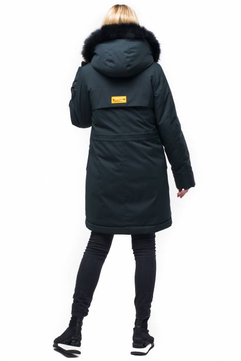 Parka down jacket of medium length with fringe of natural fur № 1849