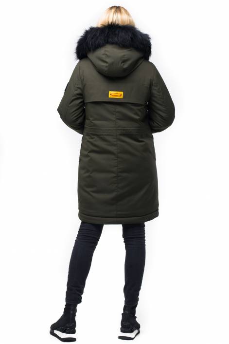 Parka down jacket of medium length with fringe of natural fur № 1849