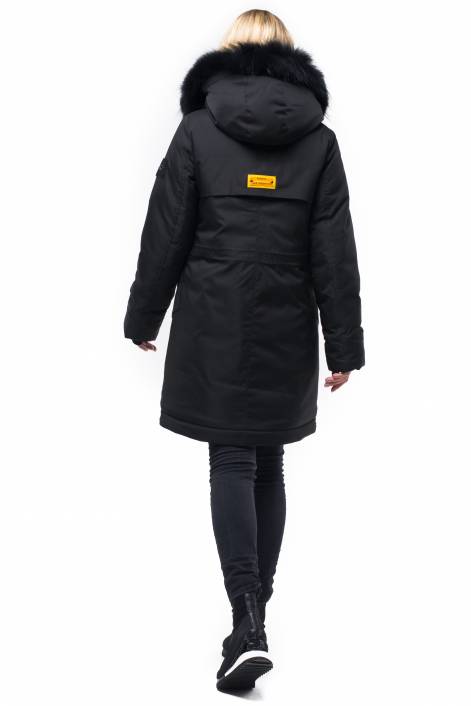 Parka down jacket of medium length with fringe of natural fur № 1849