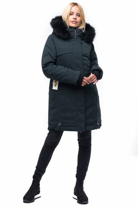 Parka down jacket of medium length with fringe of natural fur № 1849