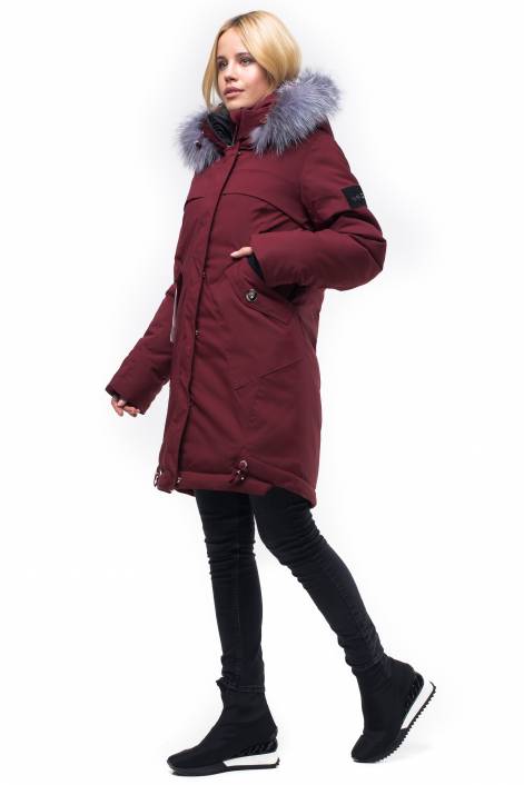 Parka down jacket of medium length with fringe of natural fur № 1849