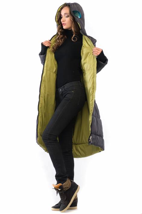 1839 - суперстильное длинное пальто-пуховик