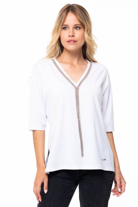 Элегантная футболка с металлизированным декором №389