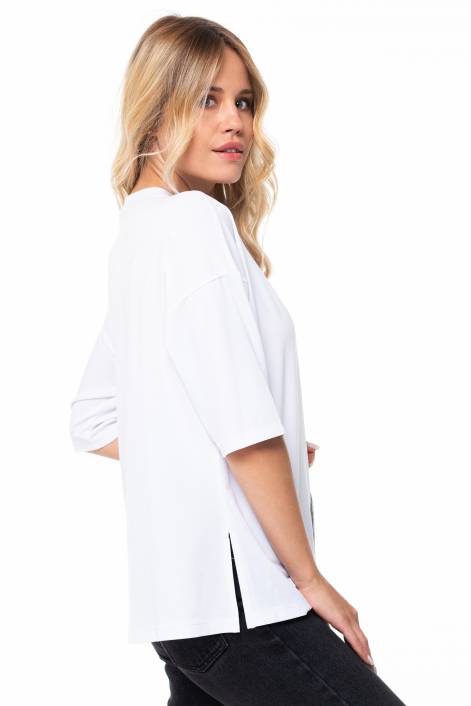 Элегантная футболка с металлизированным декором №389