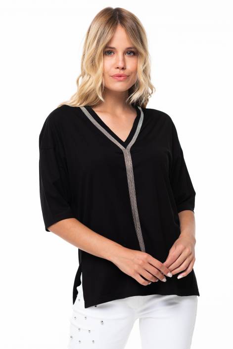 Элегантная футболка с металлизированным декором №389