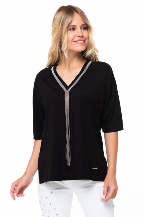 Элегантная футболка с металлизированным декором №389