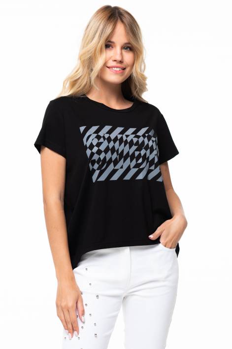 Футболка с коротким рукавом и светоотражающим принтом №395С