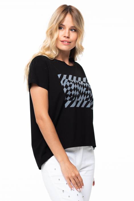 Футболка с коротким рукавом и светоотражающим принтом №395С