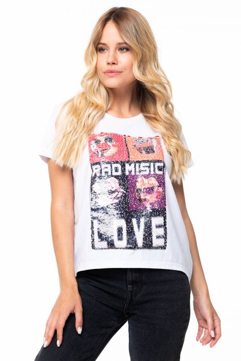 Футболка с пайетками меняющими рисунок №395D