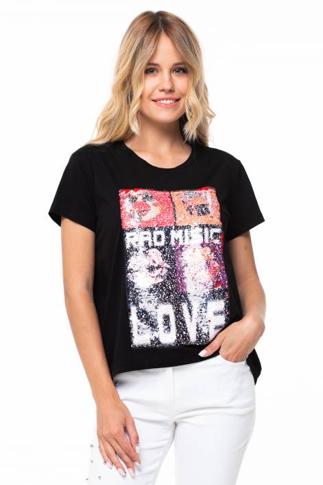 Футболка с пайетками меняющими рисунок №395D