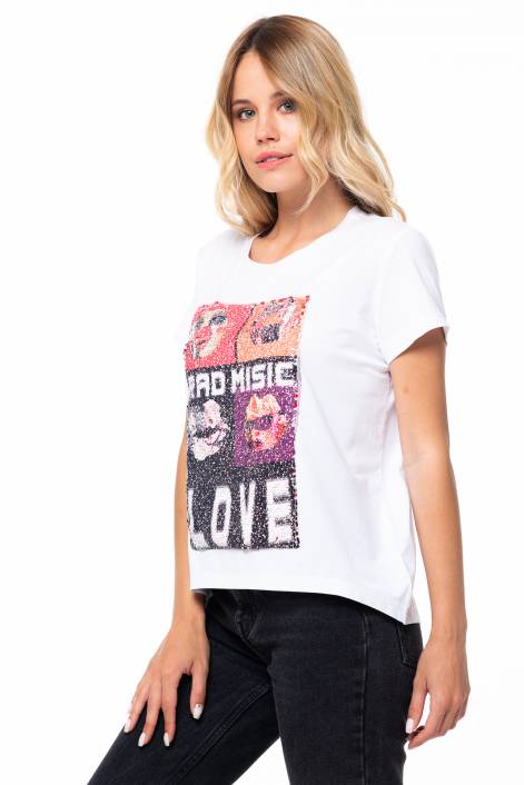 Футболка с пайетками меняющими рисунок №395D