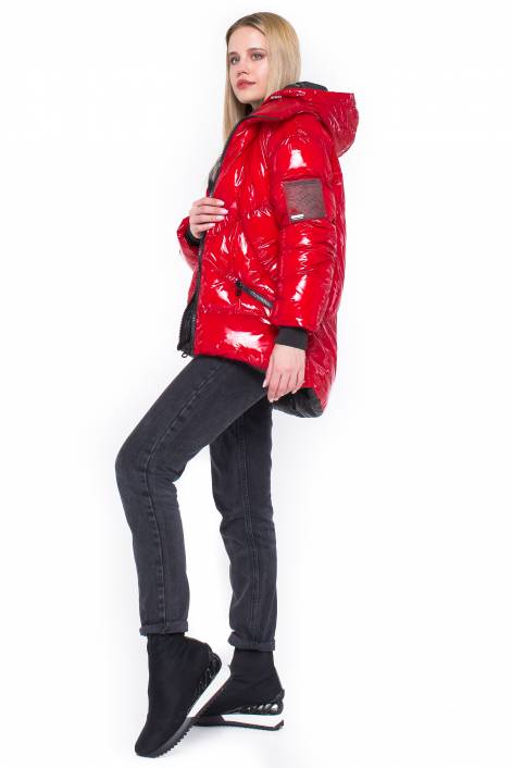 Пуховик из лаковой плащевки №1980