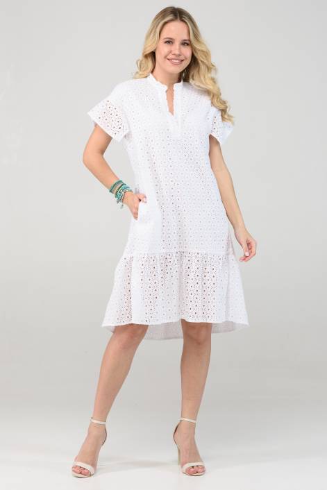 Короткое платье из испанского хлопка с вышивкой №2291