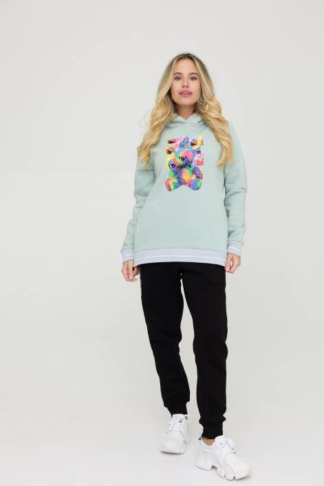 Костюм утепленный с черными брюками №9035